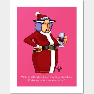 Funny Spectickles Christmas Wine Cartoon Posters and Art